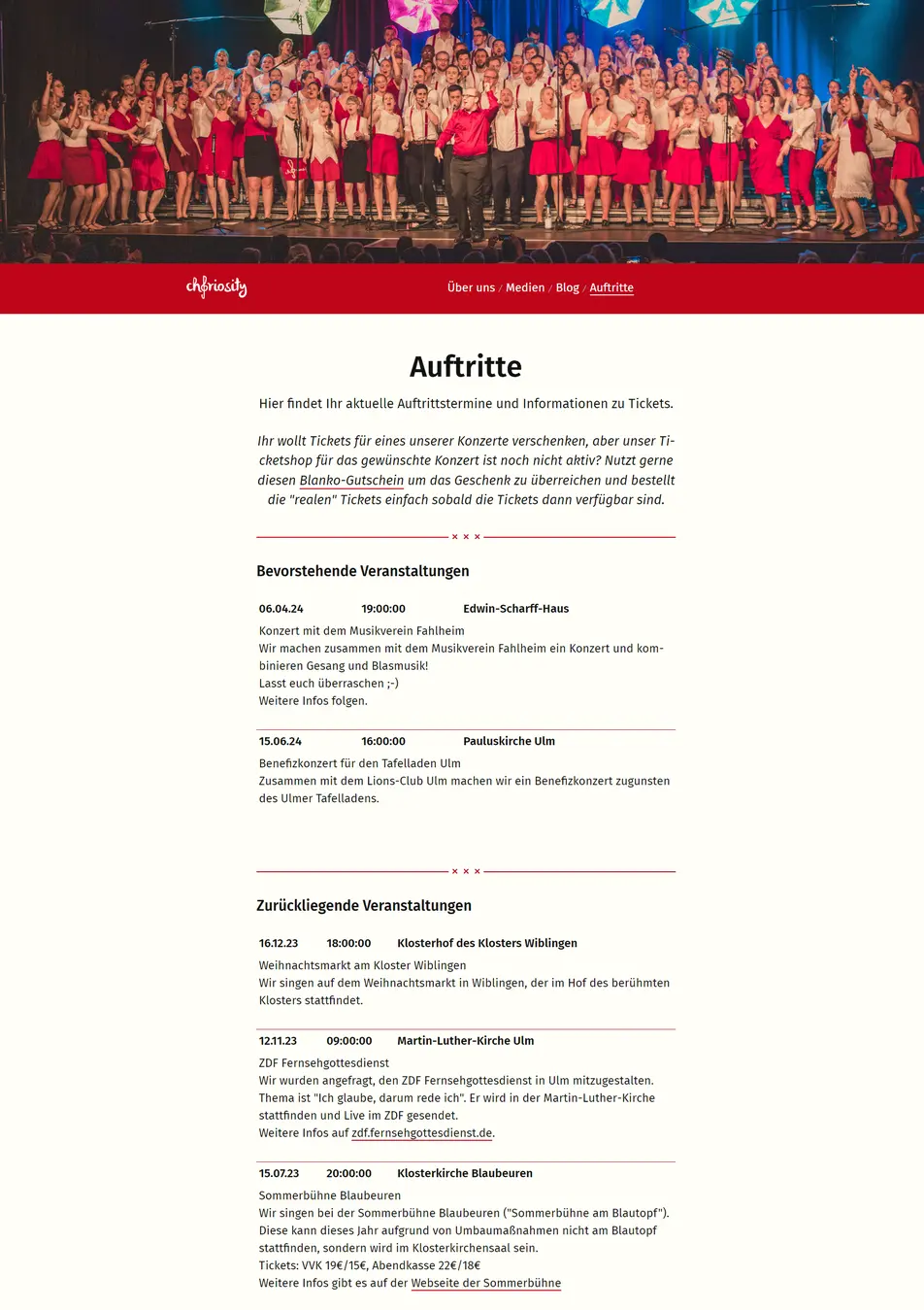 Die Website vor dem Redesign